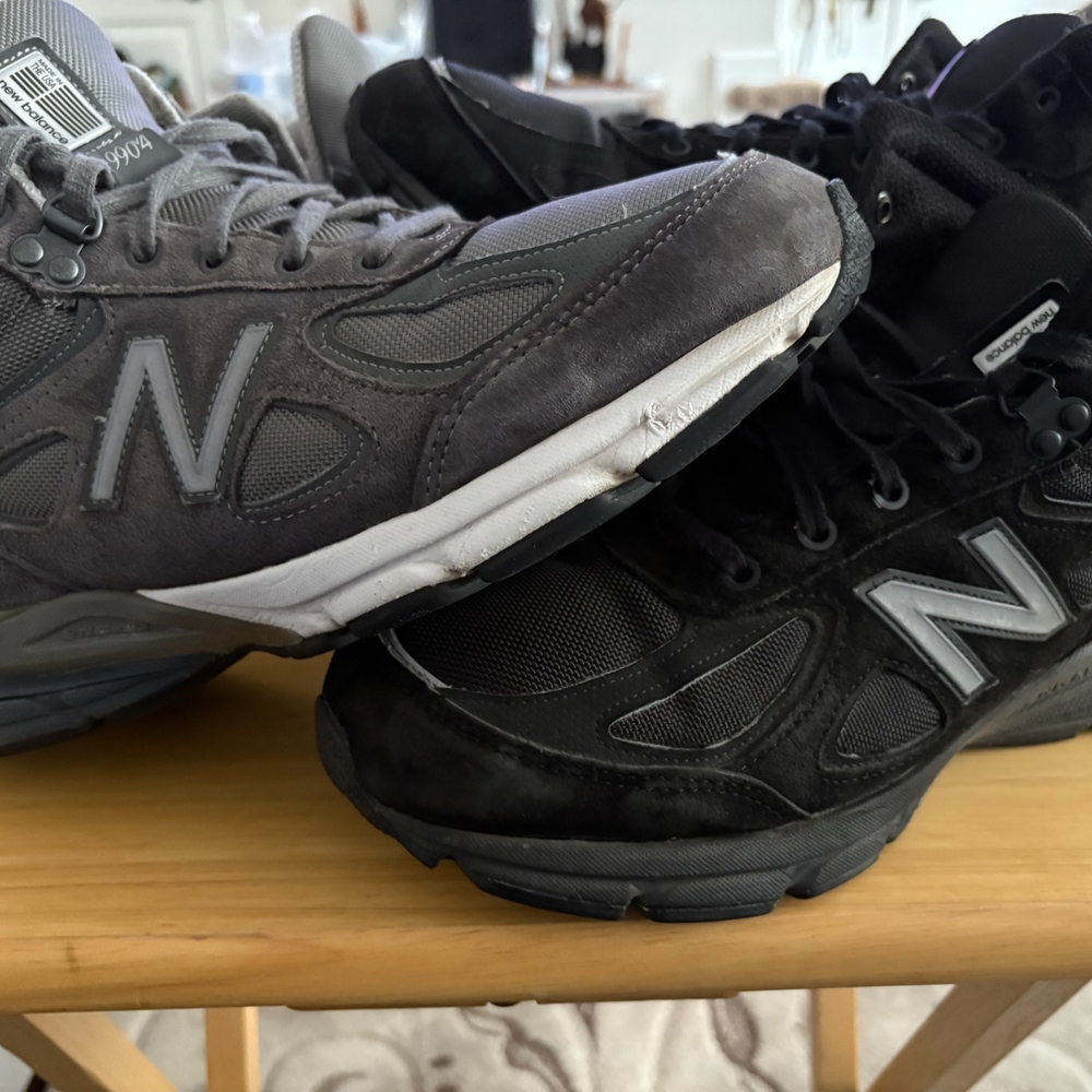 2 Pairs Of New Balance 990V4 Mid Gray and Black Sneakers Men's Size 10.5